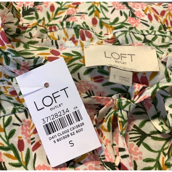 Ann Taylor Loft Women Small Floral Sleeveless Tie-Neck Blouse Top Key Hole New - Picture 8 of 9